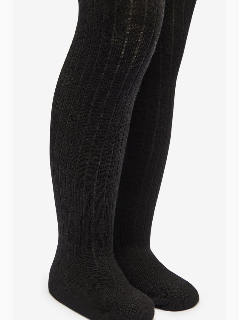 Collant pretty rib fille penti Noir - Kiabi