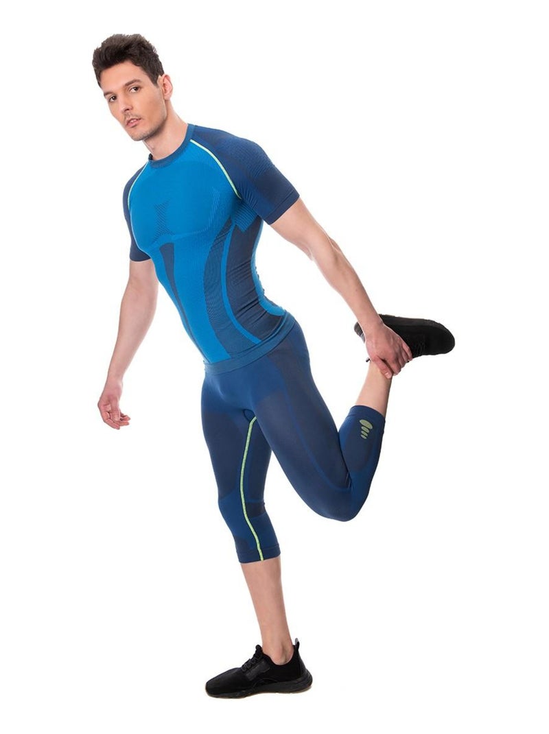 Collant Running Homme Polypropylène, Daiky Bleu azur - Kiabi