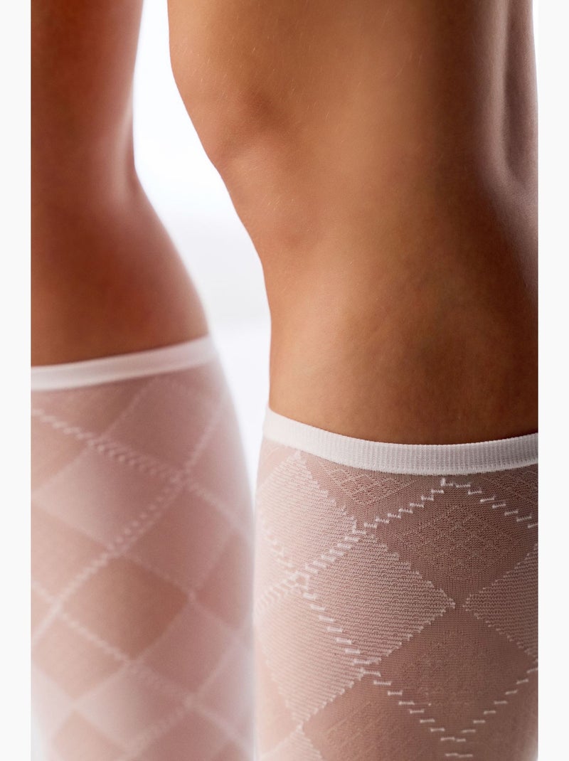 Collant sans pied à losanges penti Blanc cassé - Kiabi