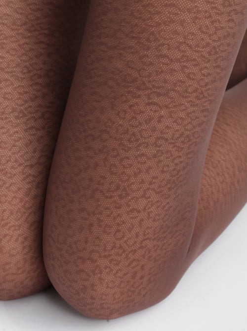 Collant semi-opaque Café à motif léopard Dim Style - Kiabi