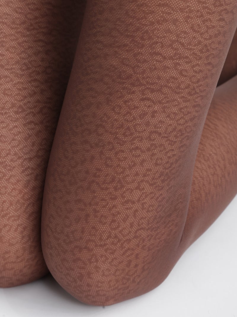 Collant semi-opaque Café à motif léopard Dim Style Marron - Kiabi