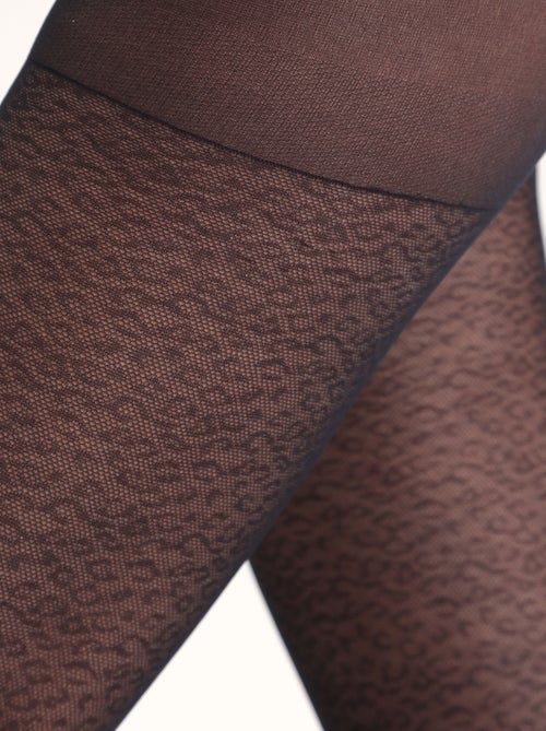 Collant semi-opaque Café à motif léopard Dim Style - Kiabi