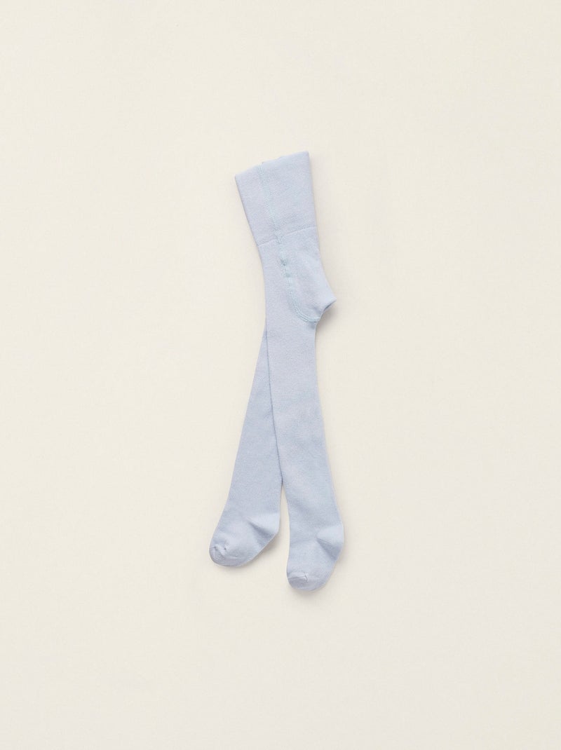 Collant Taille Haute en Coton Bleu clair - Kiabi