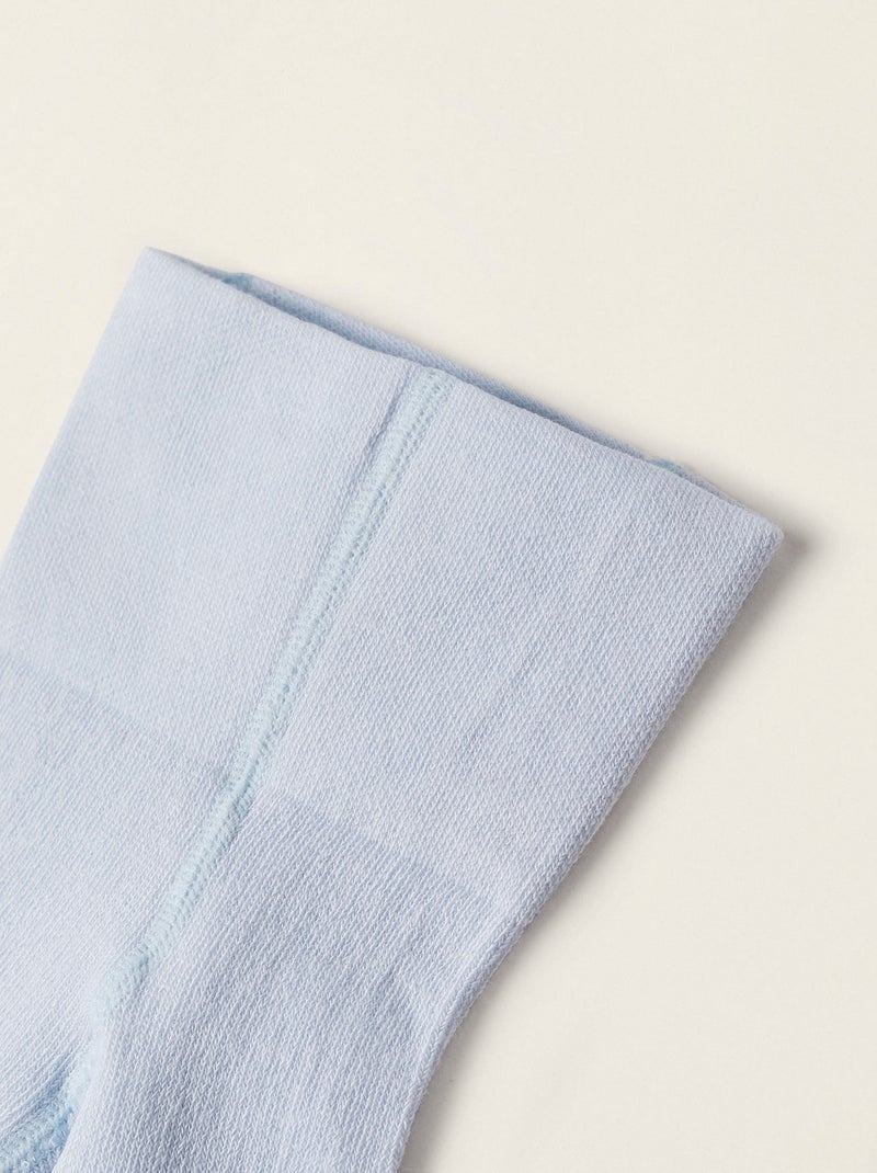 Collant Taille Haute en Coton Bleu clair - Kiabi