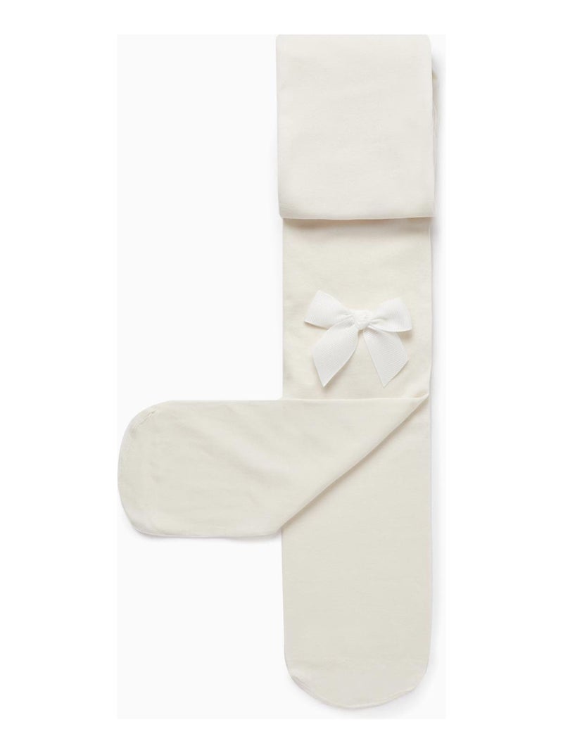 Collant Uni En Microfibre Pour Fille Blanc - Kiabi