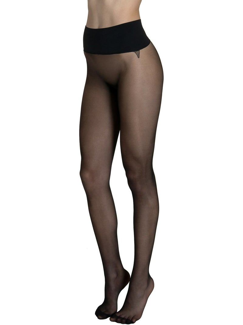 Collants 15 DEN sans coutures ceinture 10cm Invisible Noir - Kiabi