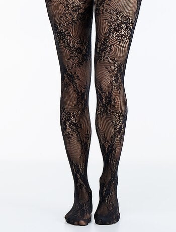 Collants à fleurs effet dentelle