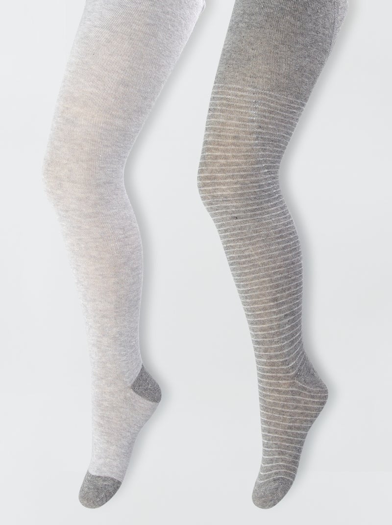 Collants à motifs fantaisie - Lot de 2 Gris - Kiabi
