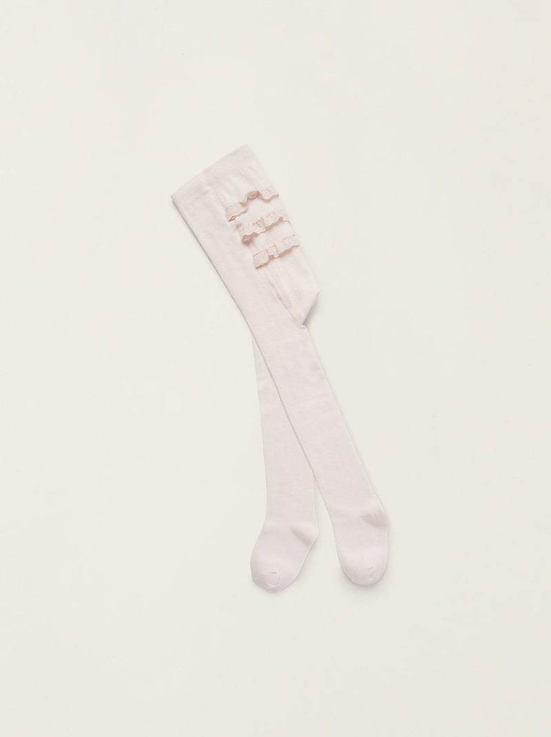 Collants avec Volants et Broderie Anglaise pour Bébé Fille   ESSENTIALS LINE Rose clair - Kiabi