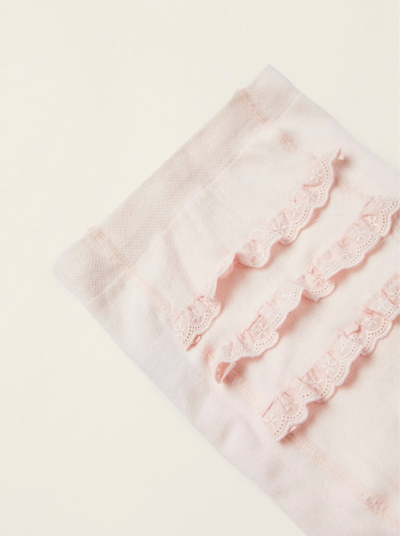 Collants avec Volants et Broderie Anglaise Rose clair - Kiabi