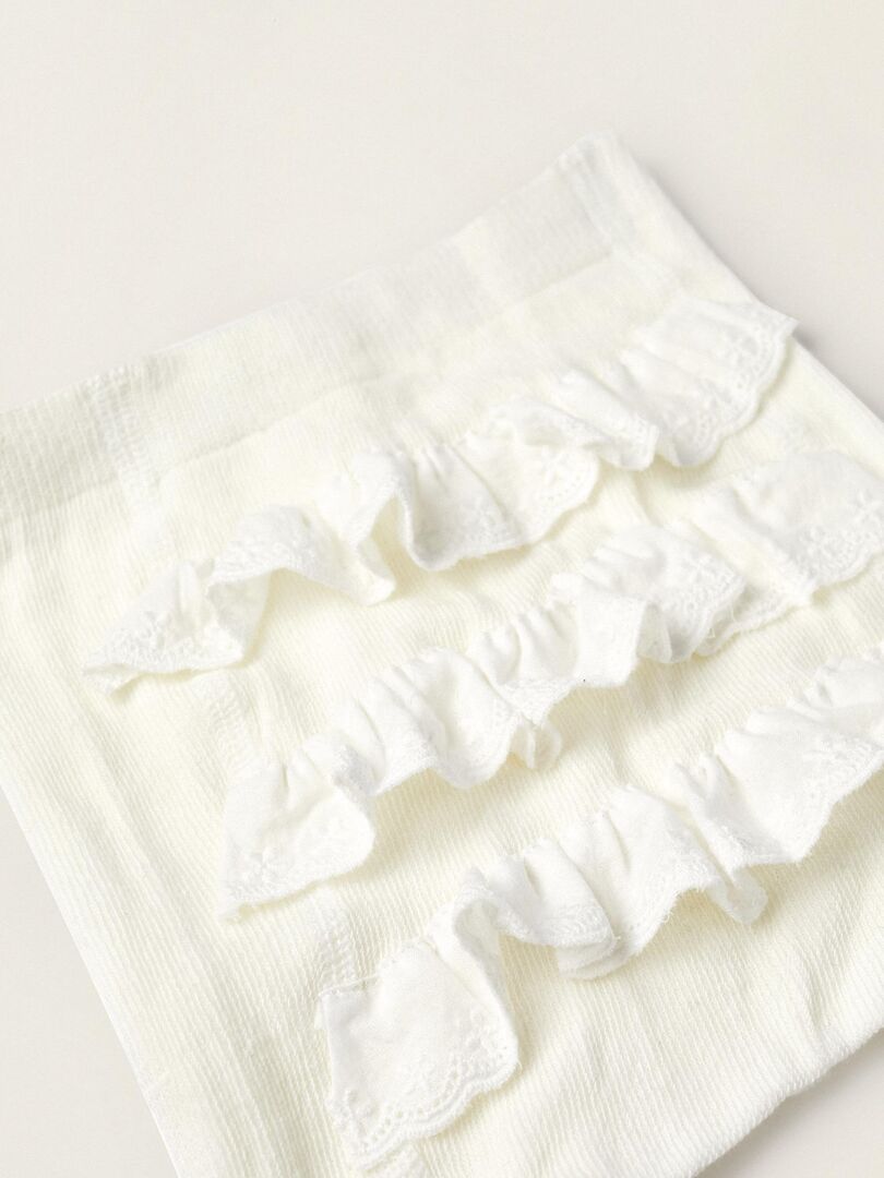 Polo en coton blanc à manches longues détail coeur pour fille