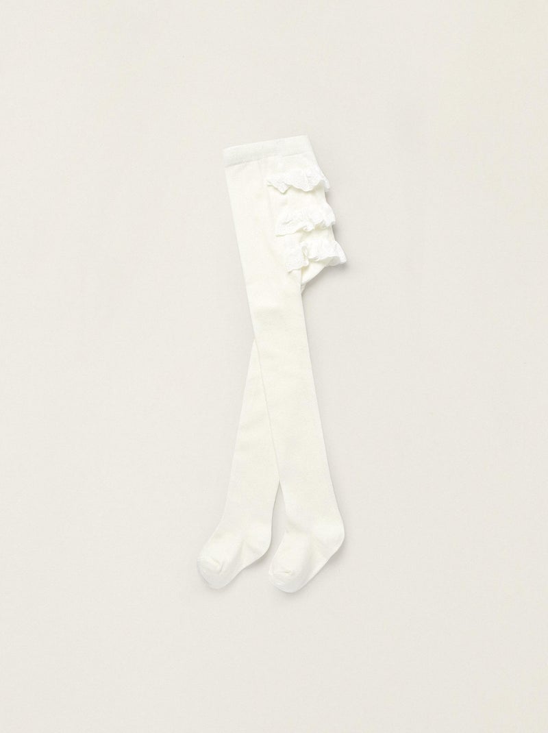 Collants blancs pour bébé fille en coton avec une touche d'élasticité Blanc - Kiabi