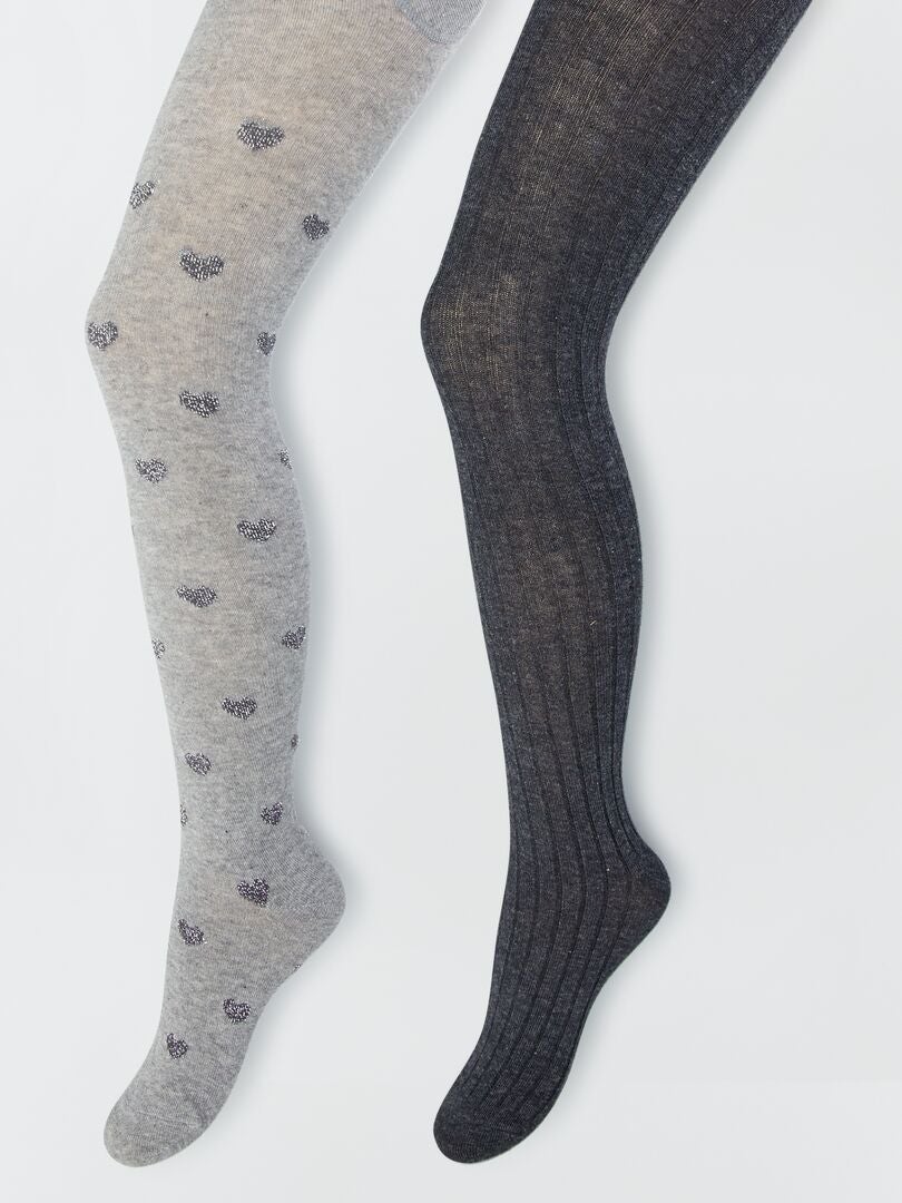 Collants chauds avec imprimé fantaisie Lot de 2 Gris Kiabi 9.00€