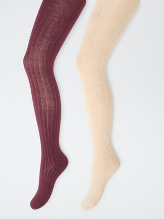 Collants chauds en maille côtelée - Lot de 2