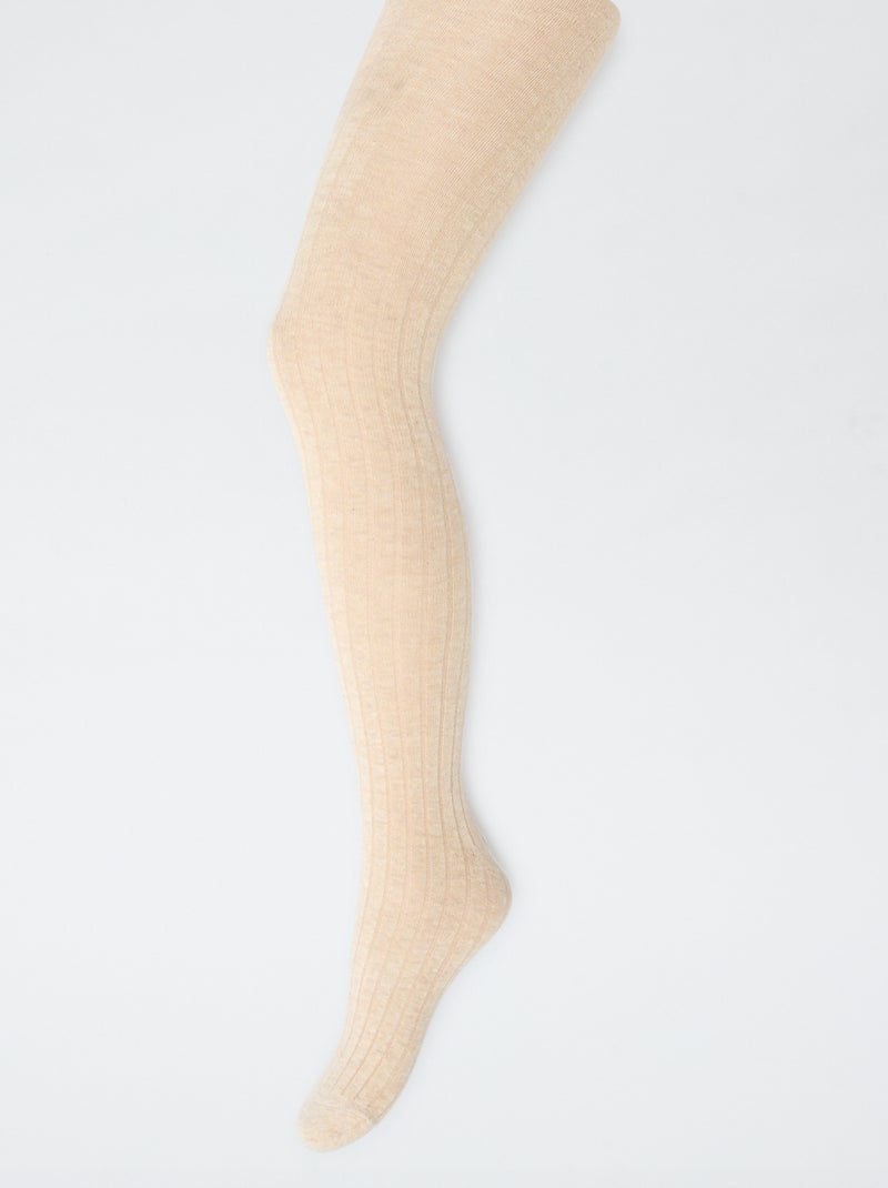 Collants chauds en maille côtelée - Lot de 2 Beige/bordeaux - Kiabi