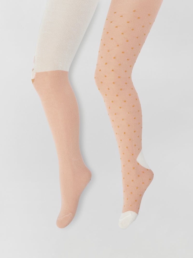 Collants chauds fantaisie - 2 pièces Rose - Kiabi