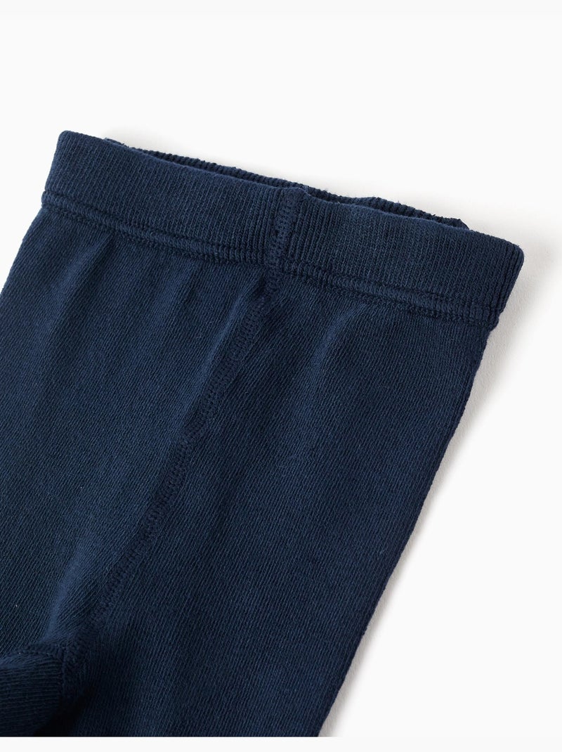 Collants de maille côtelée anti-bouloche Bleu foncé - Kiabi