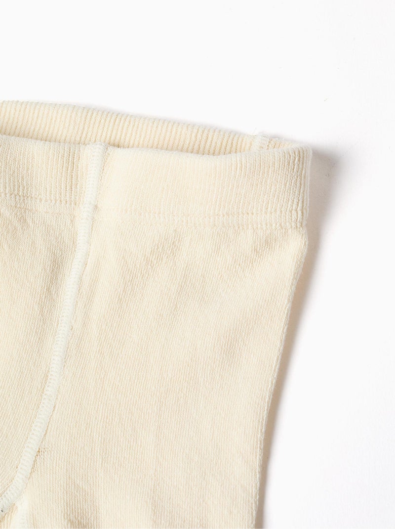Collants de maille côtelée anti-bouloche Ecru - Kiabi