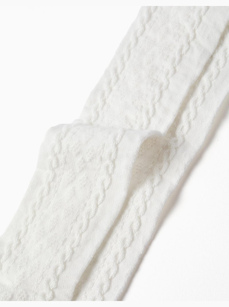 Collants en maille avec jacquard Blanc - Kiabi