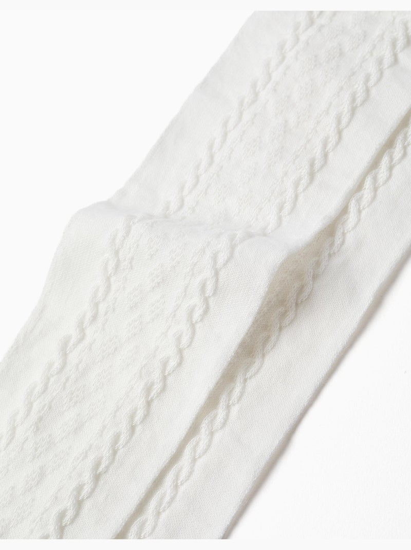 Collants en maille avec jacquard Blanc - Kiabi