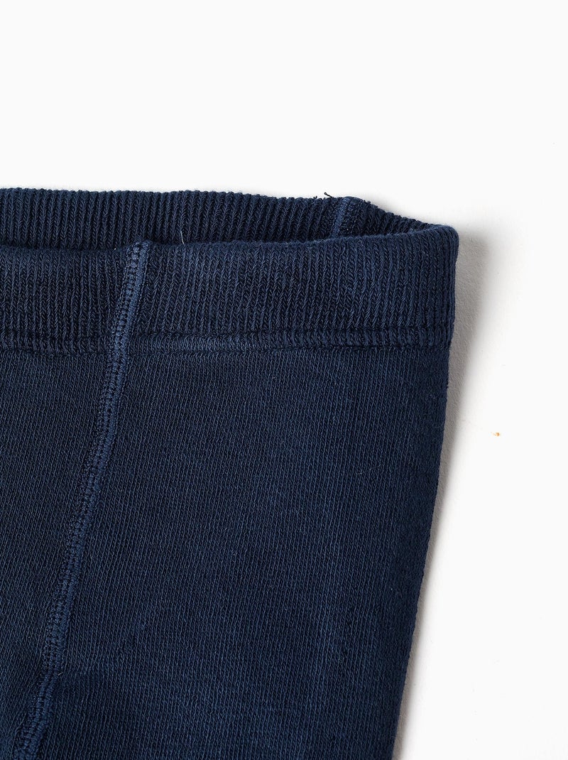 Collants en maille côtelée anti-bouloche Bleu foncé - Kiabi
