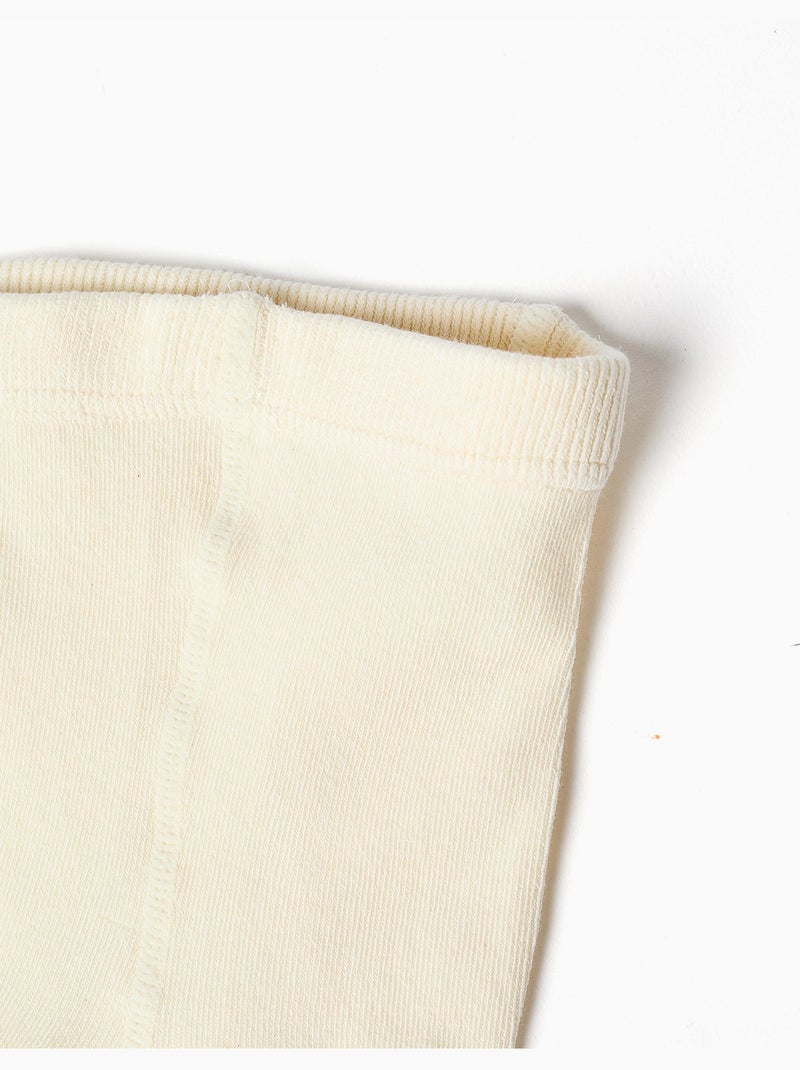 Collants en maille côtelée anti-bouloche Ecru - Kiabi