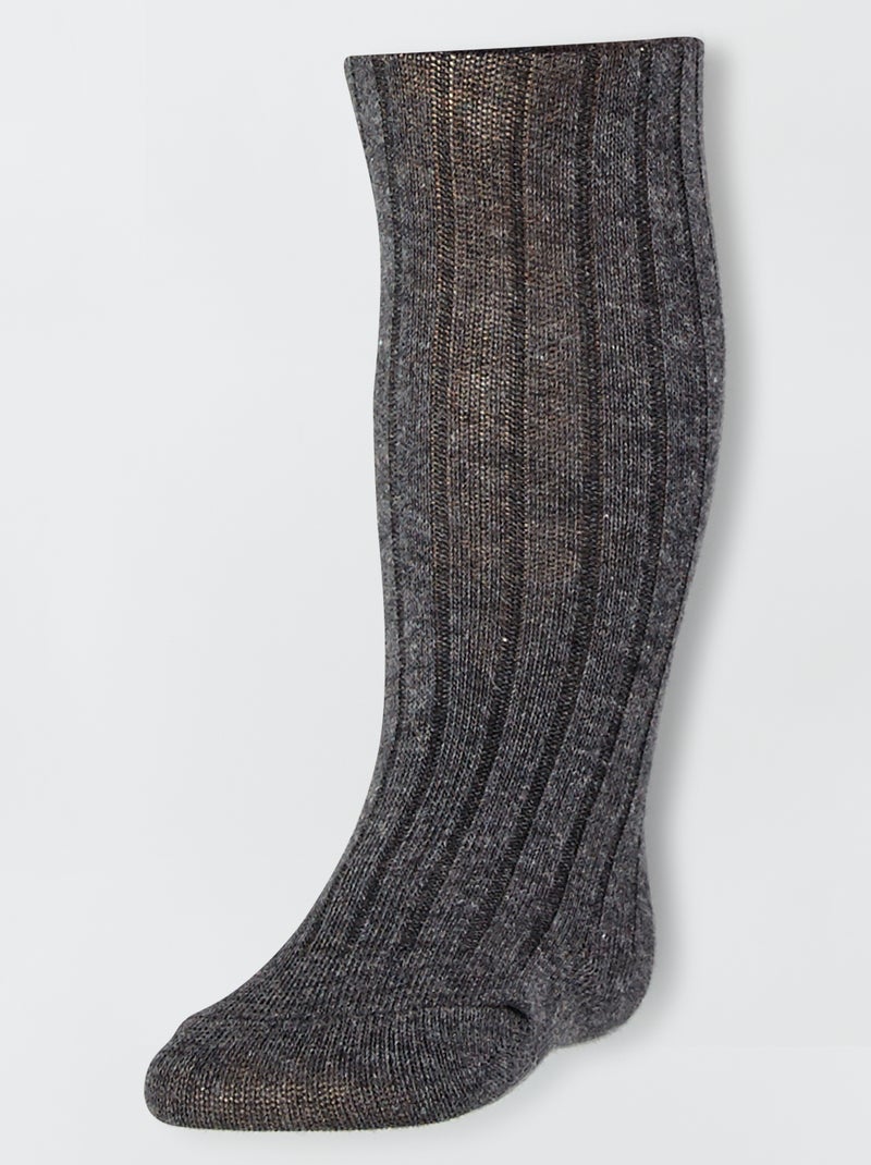 Collants en maille côtelée Gris - Kiabi