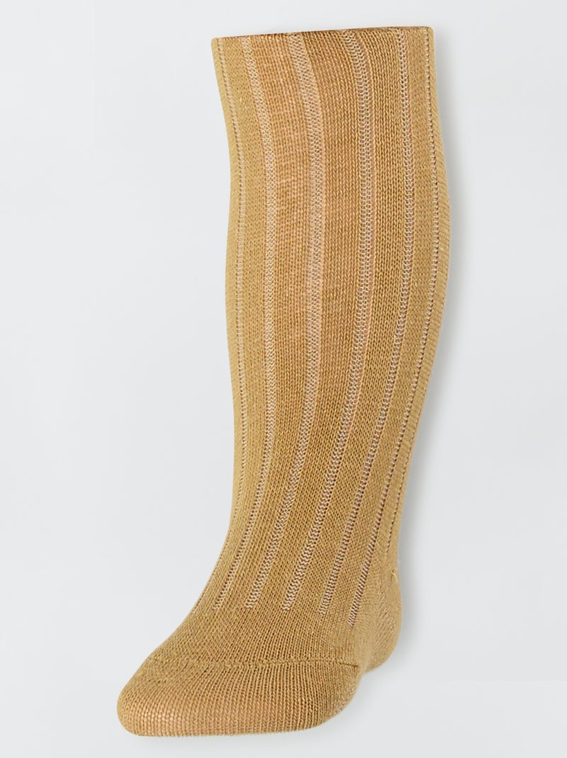 Collants en maille côtelée Jaune - Kiabi