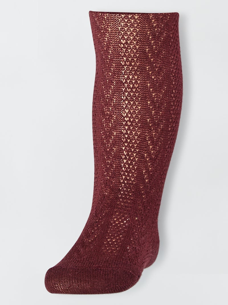 Collants en maille torsadées - Lot de 2 Gris/rouge - Kiabi