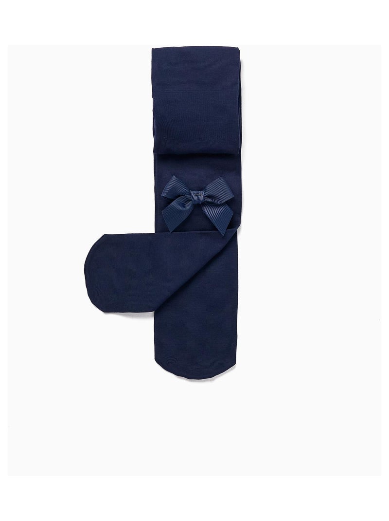 Collants en Microfibre avec Nœud pour Fille Bleu foncé - Kiabi