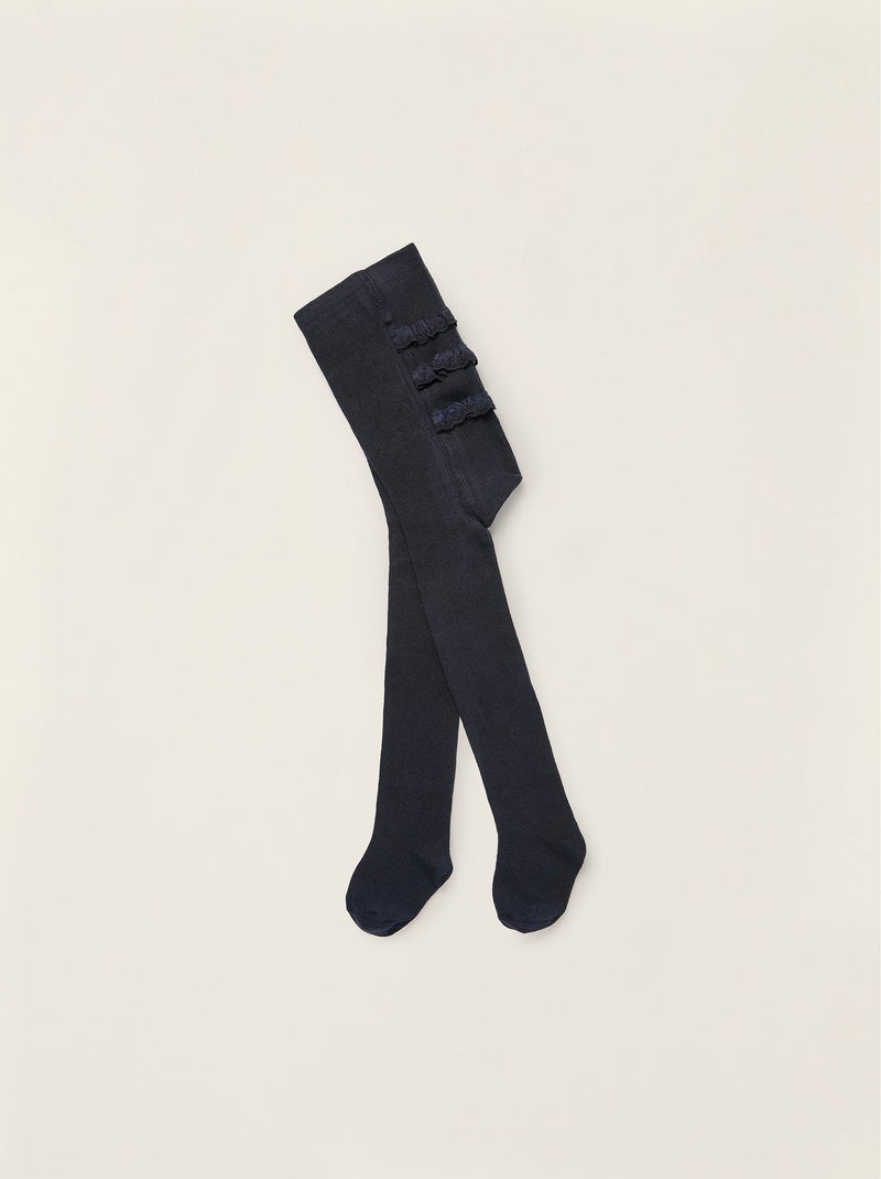 Collants en tricot avec volants Bleu foncé - Kiabi