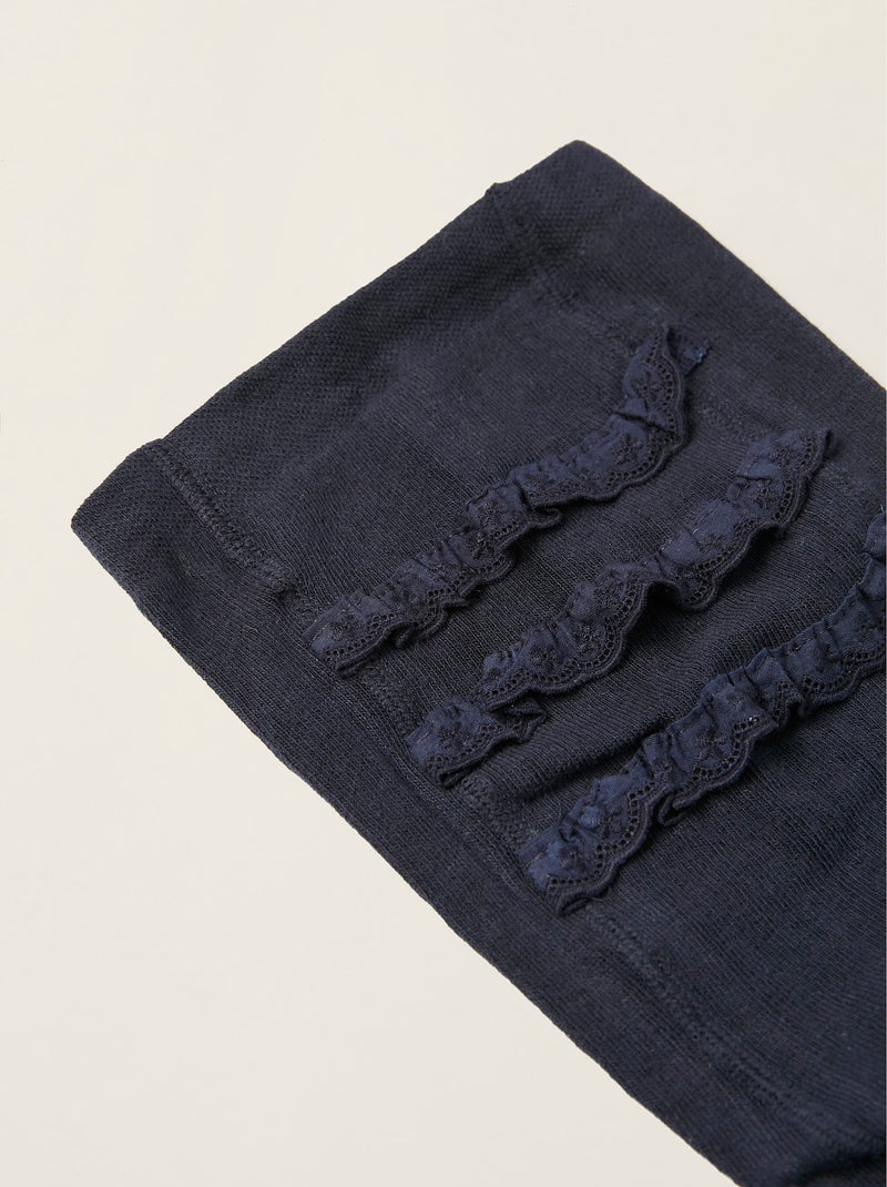 Collants en tricot avec volants Bleu foncé - Kiabi