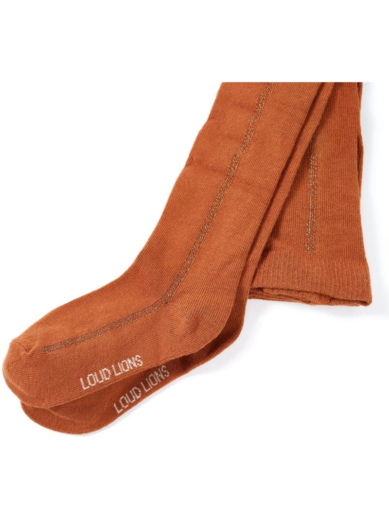 Collants enfant en coton vif avec liseré lurex scintillant - vidaxl Cognac - Kiabi
