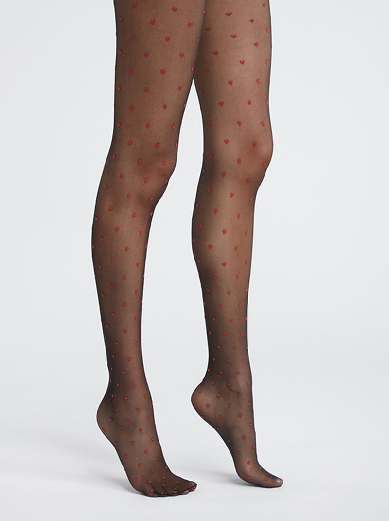 Collants fantaisie 'cœurs' 'DIM' Rouge - Kiabi