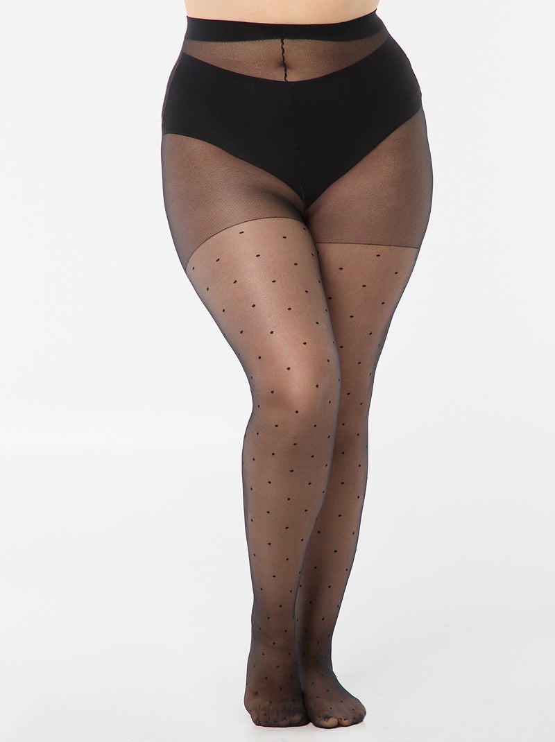 Collants léger à pois Noir - Kiabi