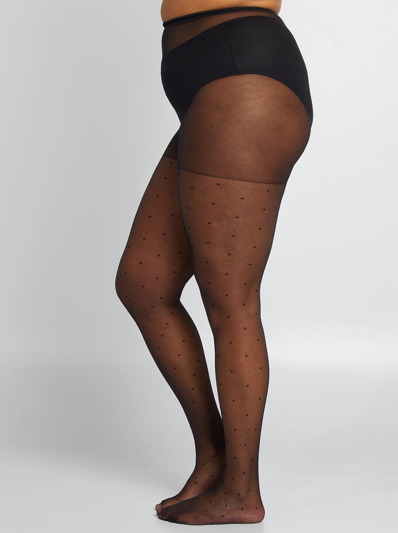 Collants légers en plumetis noir - Kiabi