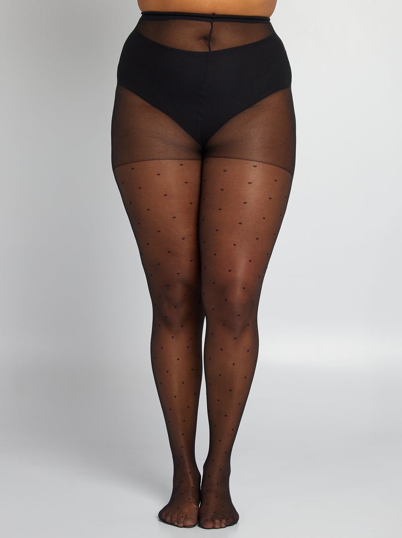 Collants légers en plumetis noir - Kiabi