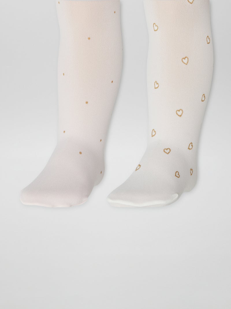 Collants légers imprimés - Lot de 2 Rose/blanc - Kiabi