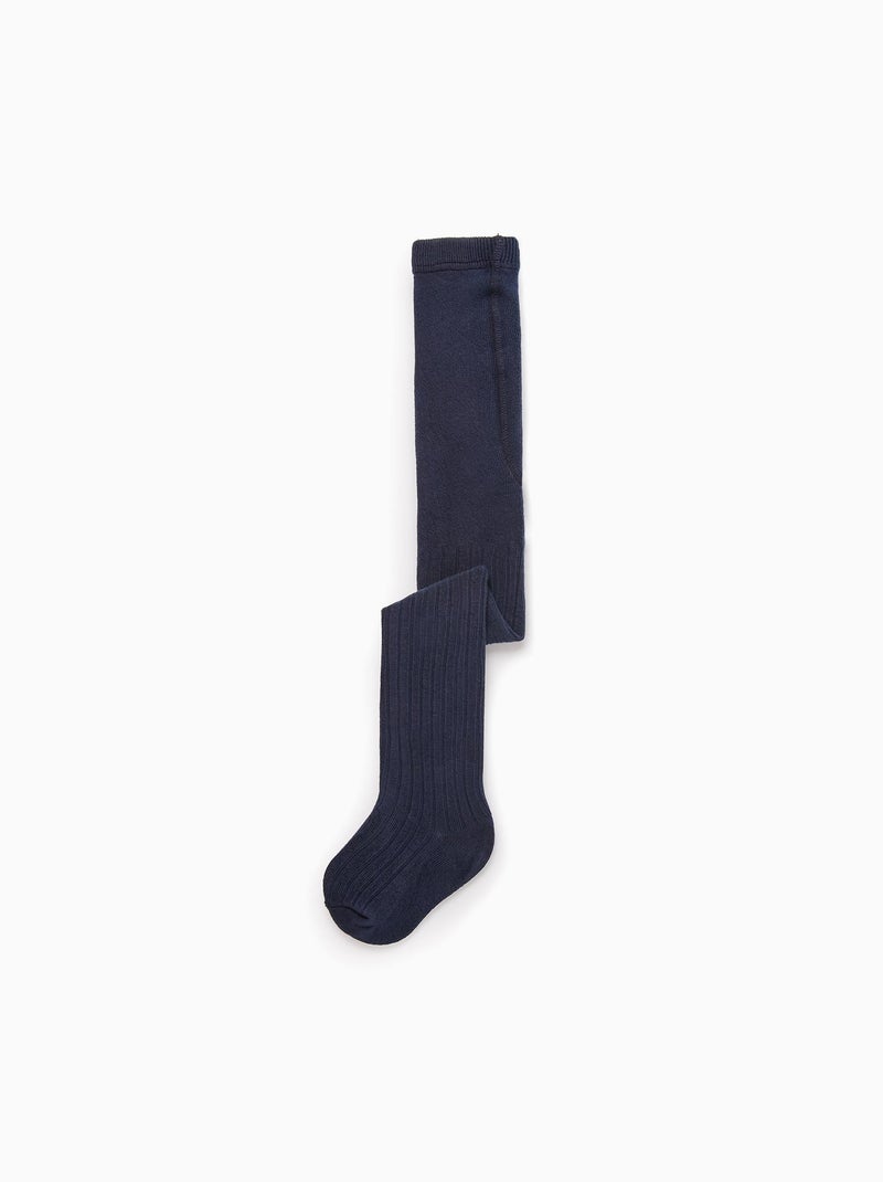 Collants Maille Côtelée Anti-Boulochage Bleu foncé - Kiabi