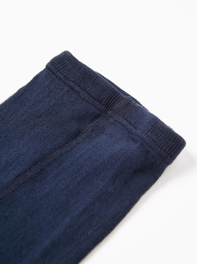 Collants Maille Côtelée Anti-Boulochage Bleu foncé - Kiabi