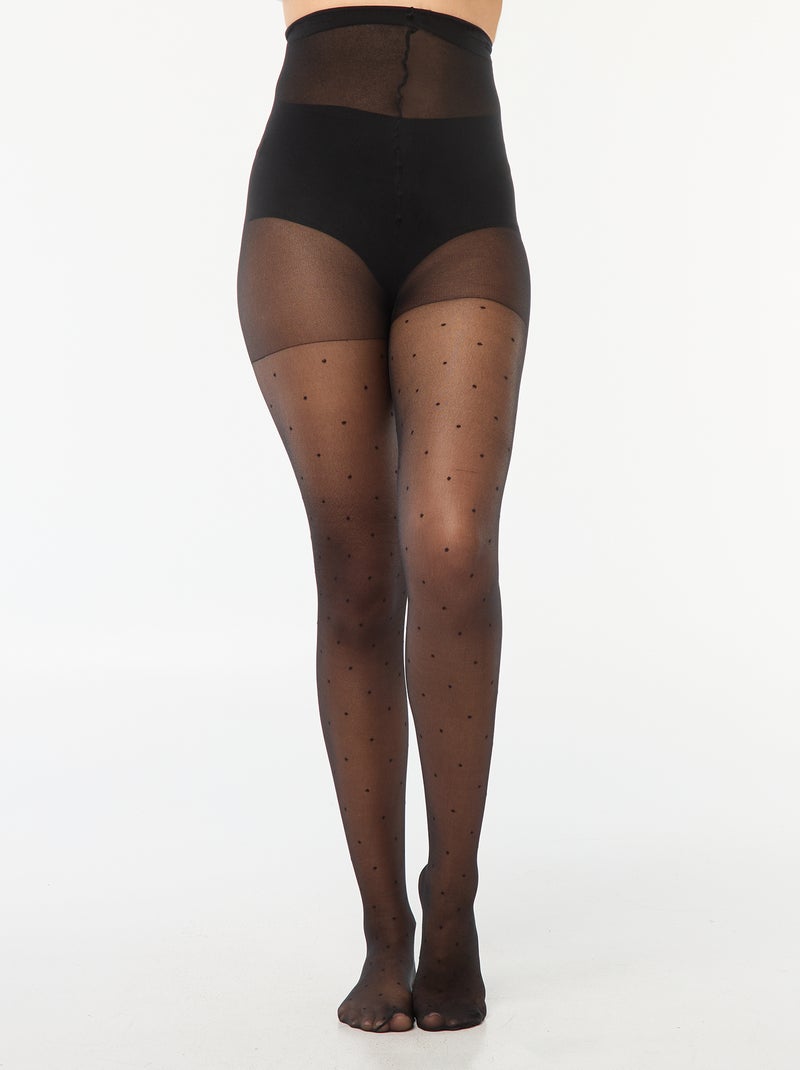 Collants plumetis à pois - 30D Noir - Kiabi