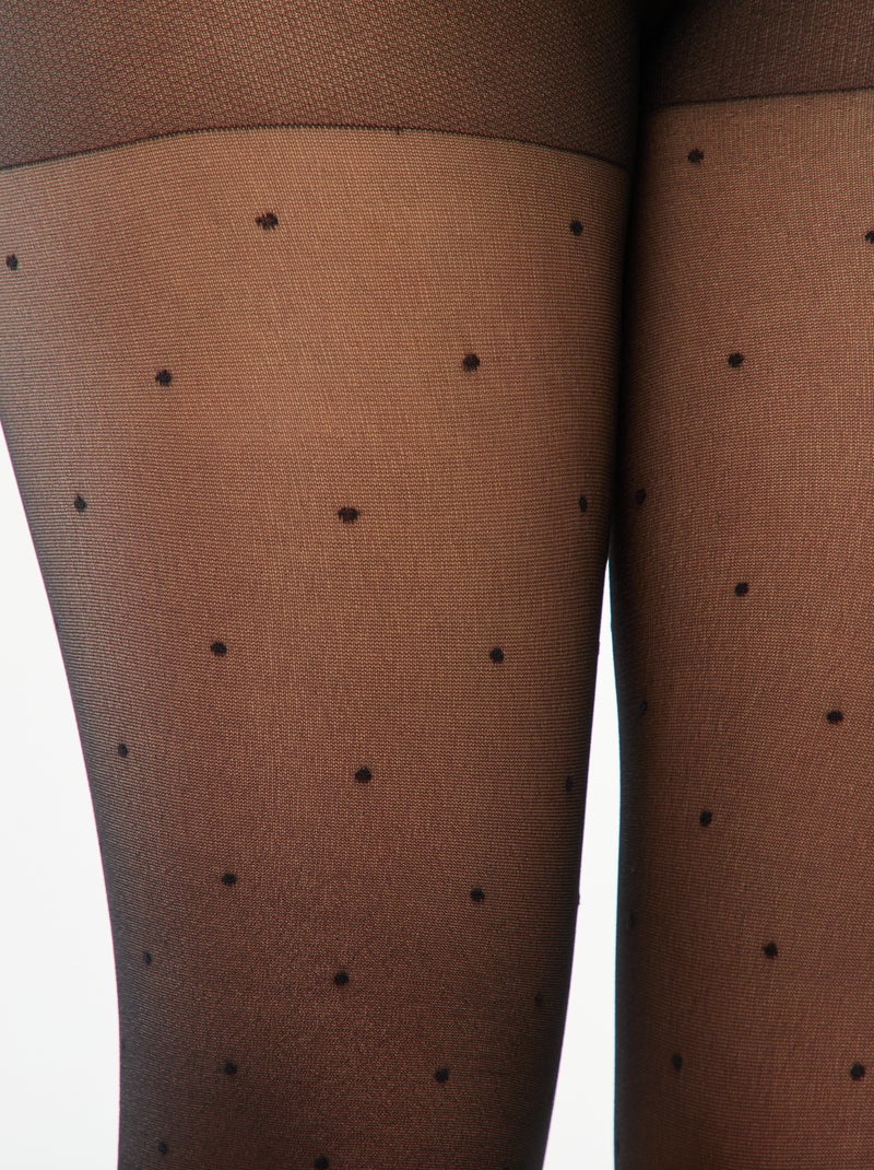 Collants plumetis à pois - 30D Noir - Kiabi