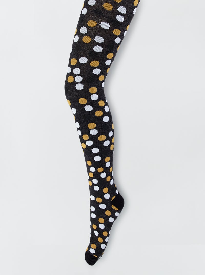 Collants 'pois' gris foncé - Kiabi