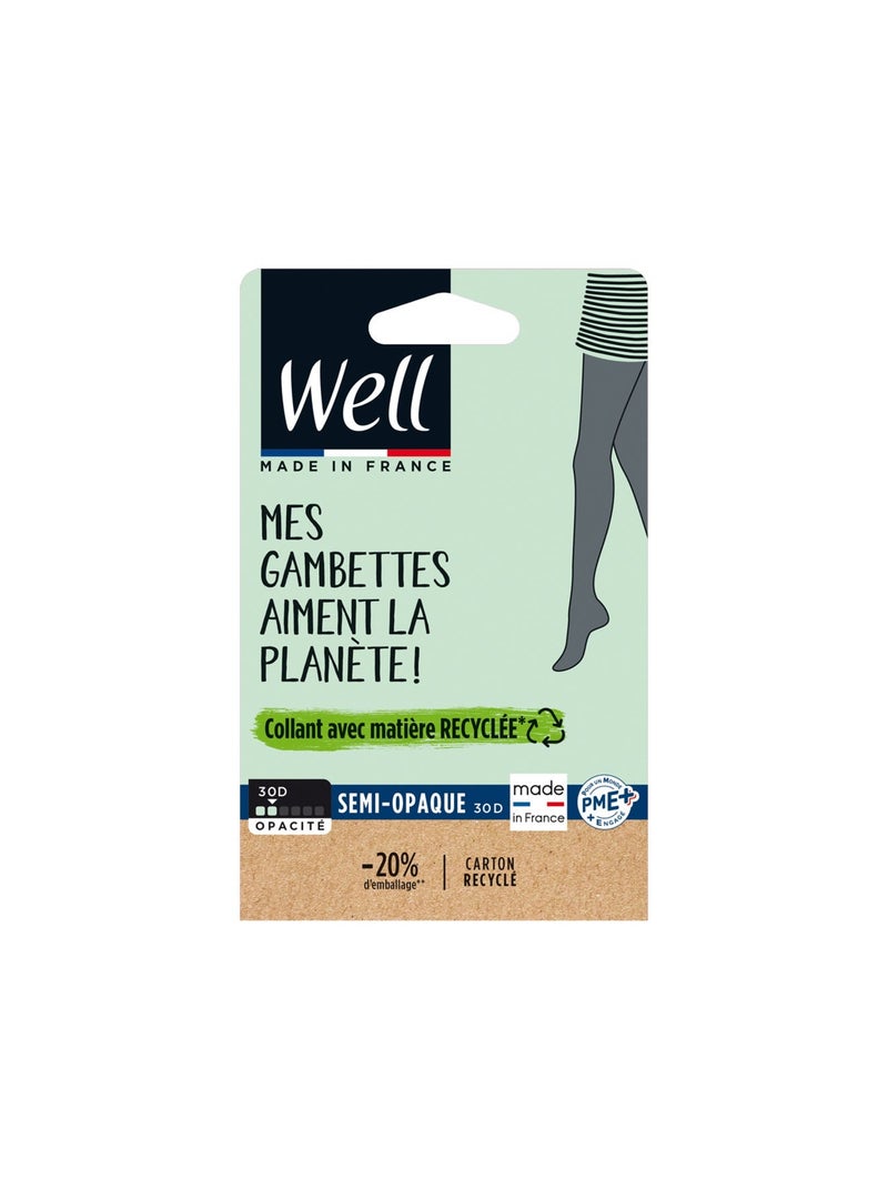 Collants semi-opaques 30D MES GAMBETTES AIMENT LA PLANÈTE Noir - Kiabi
