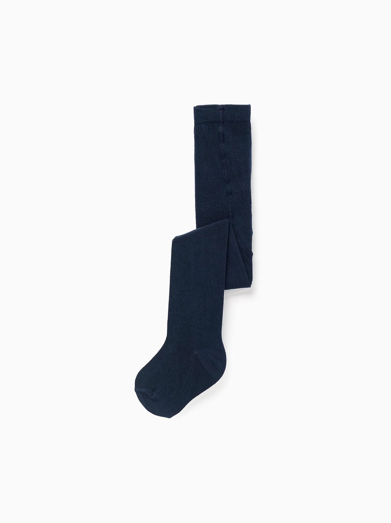 Collants unis de maille anti-bouloche Bleu foncé - Kiabi