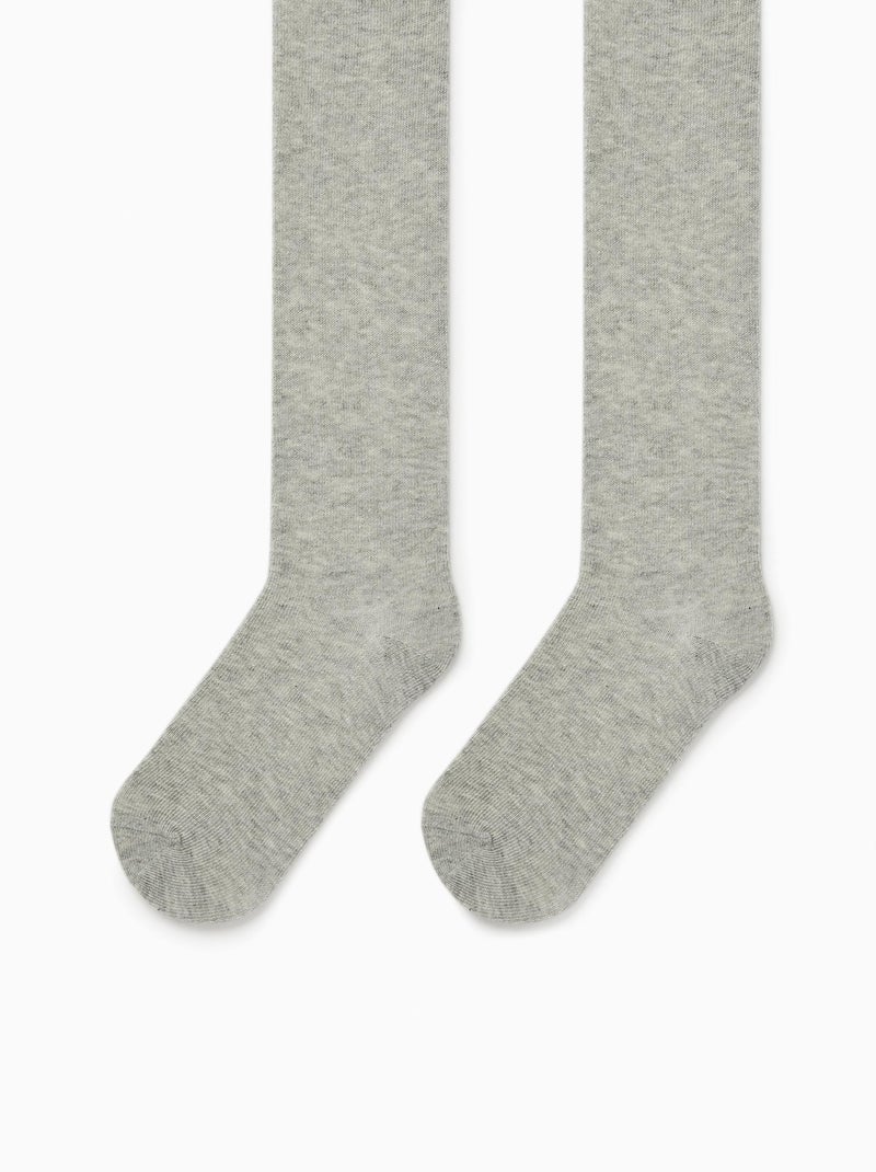 Collants Unis en Coton Gris clair - Kiabi