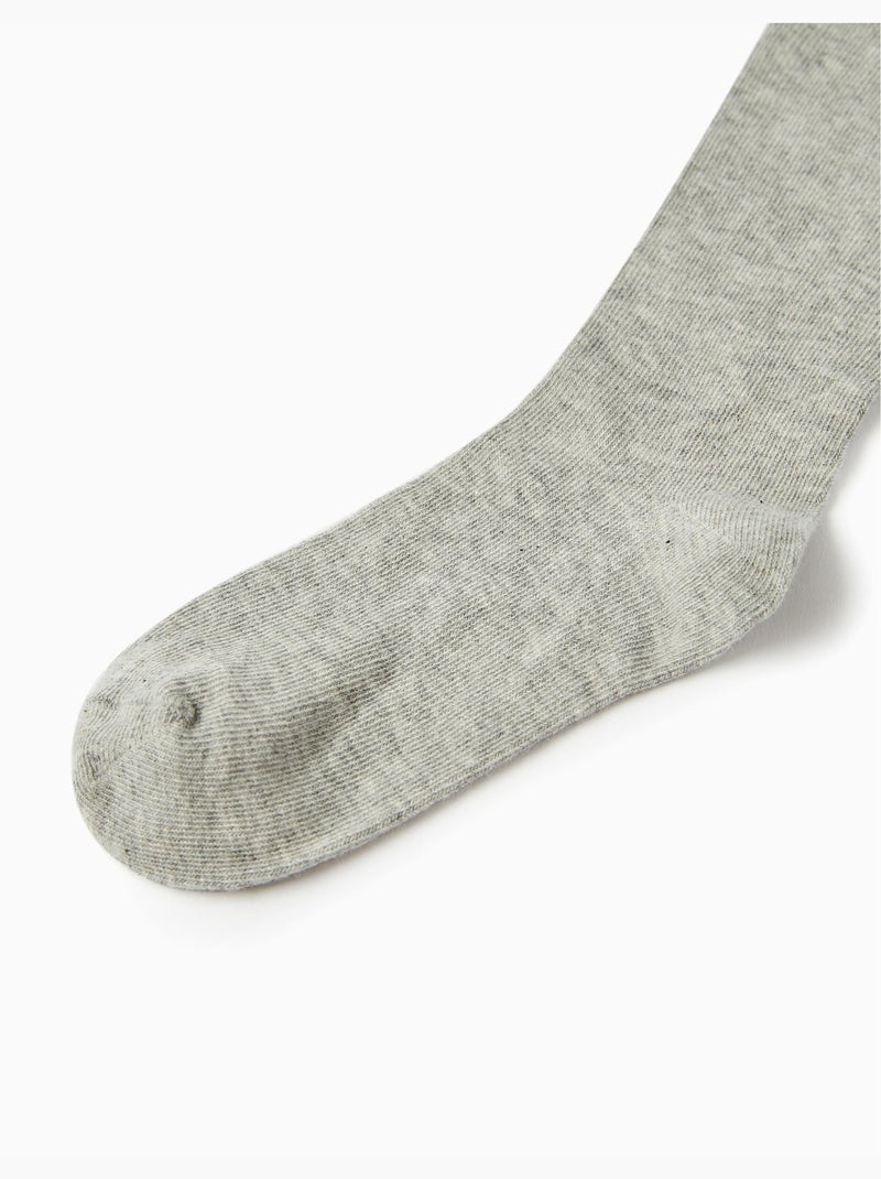 Collants Unis en Coton Gris clair - Kiabi