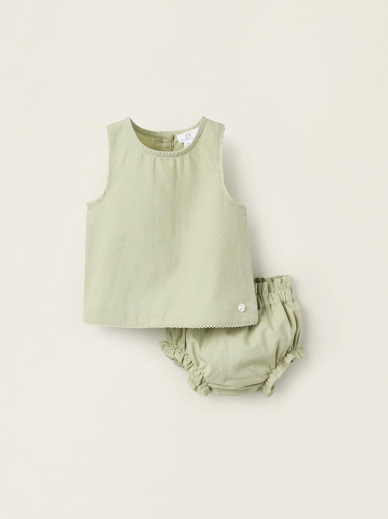 Collection Brothers & Sisters. Ensemble de deux pièces pour nouveau-né sans manches SUMMER BREEZE Vert clair - Kiabi