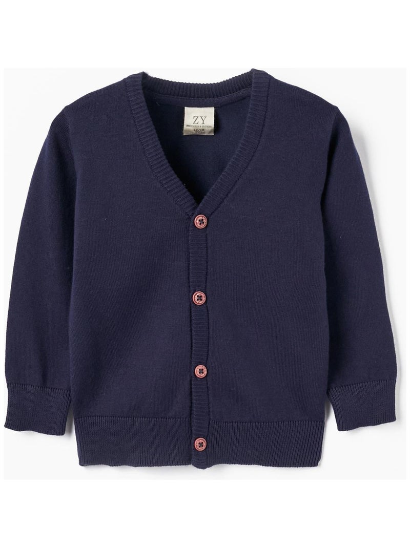 Collection Brothers & Sisters. Gilet en maille bleu foncé pour bébé garçon ESSENTIALS LINE Bleu foncé - Kiabi