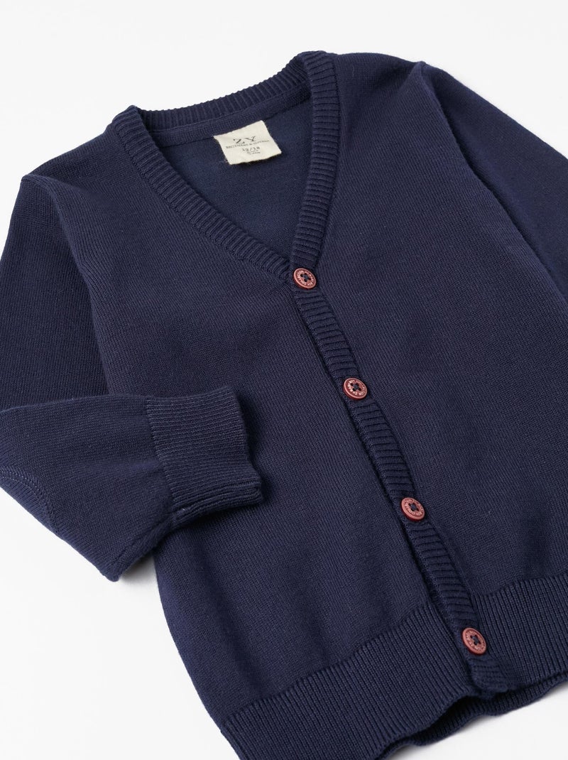 Collection Brothers & Sisters. Gilet en maille bleu foncé pour bébé garçon ESSENTIALS LINE Bleu foncé - Kiabi